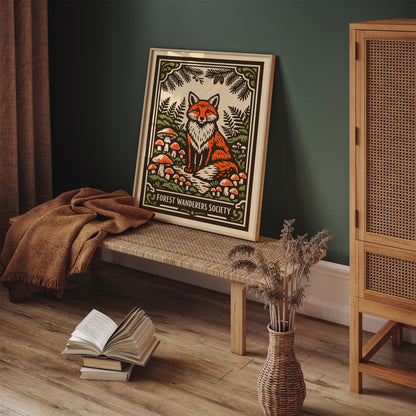 Vintage Fox Forest Nature Art Poster