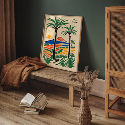 Etna Sicily Mountain Travel Poster