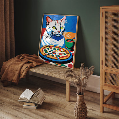 Cat Pizza Lover Kitchen Art Print