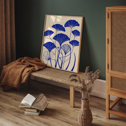 Blue Ginkgo Biloba Art Print 2024