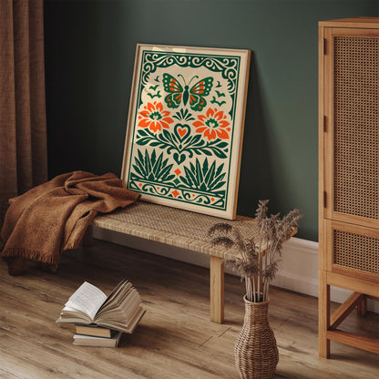 Mexican Boho Butterfly Art Poster