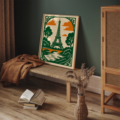 Green Eiffel Tower Paris Poster