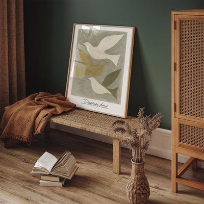 Dance of Doves Poster - Scandinavian Danish Art Print