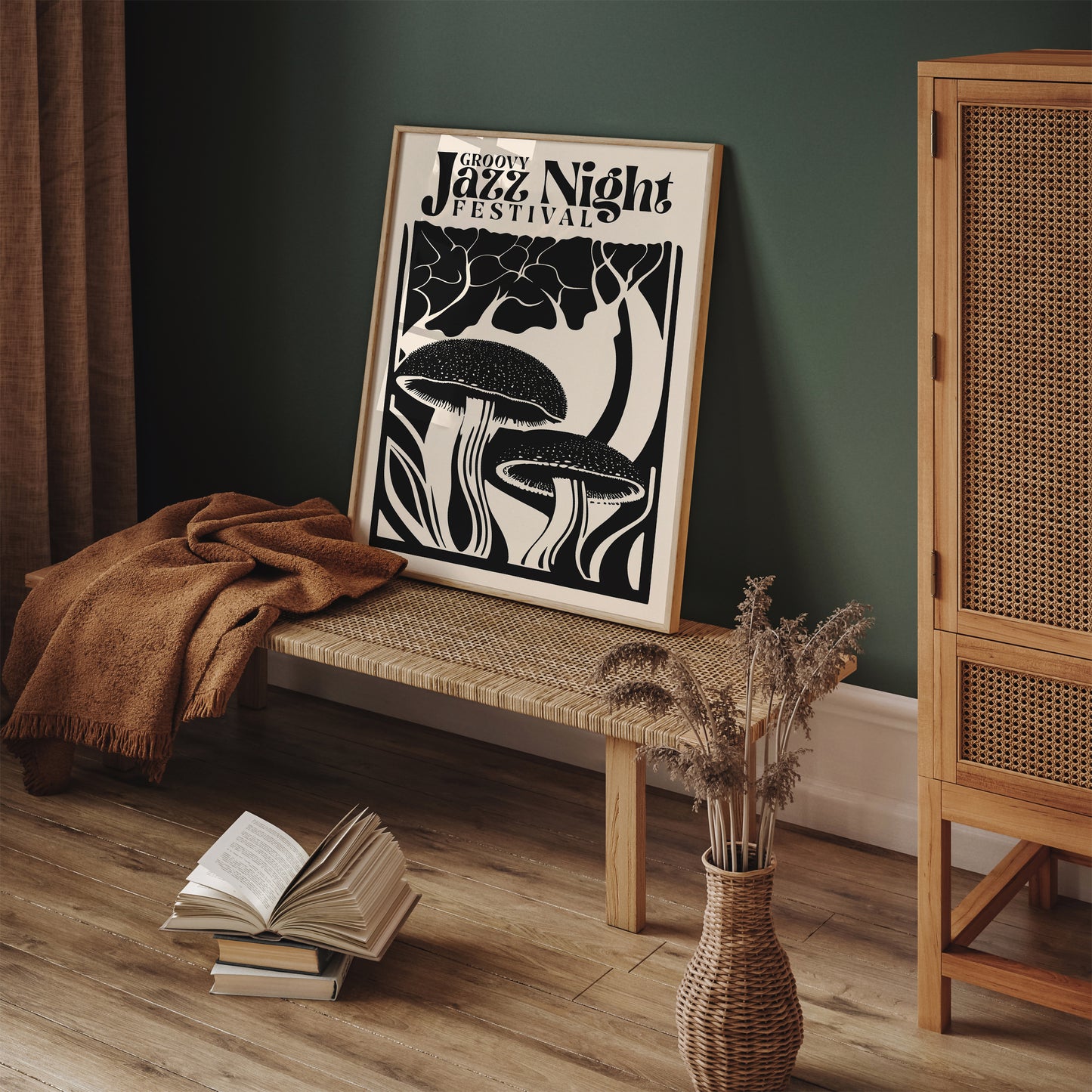 Groovy Jazz Night BW Art Print