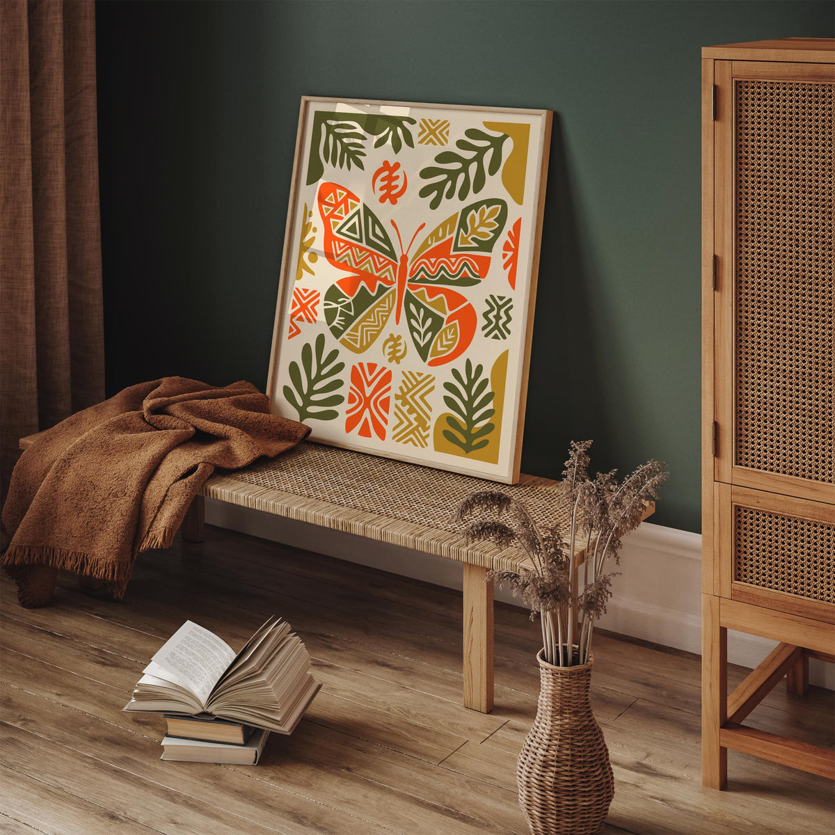 Boho Ethnic Butterfly Art Poster