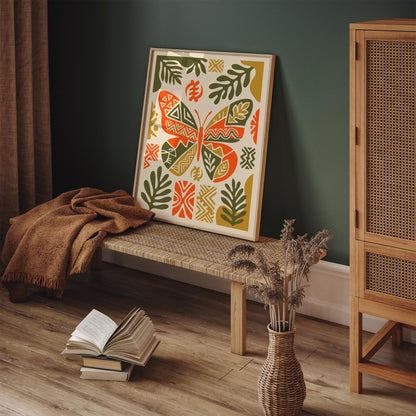 Boho Ethnic Butterfly Art Poster