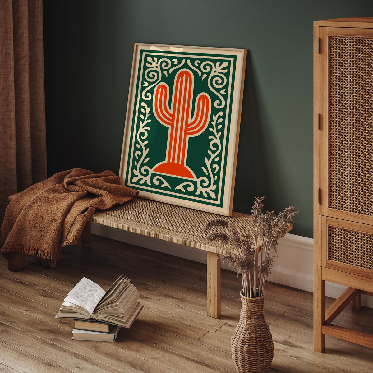 Saguaro Cactus Desert Botanical Art Poster