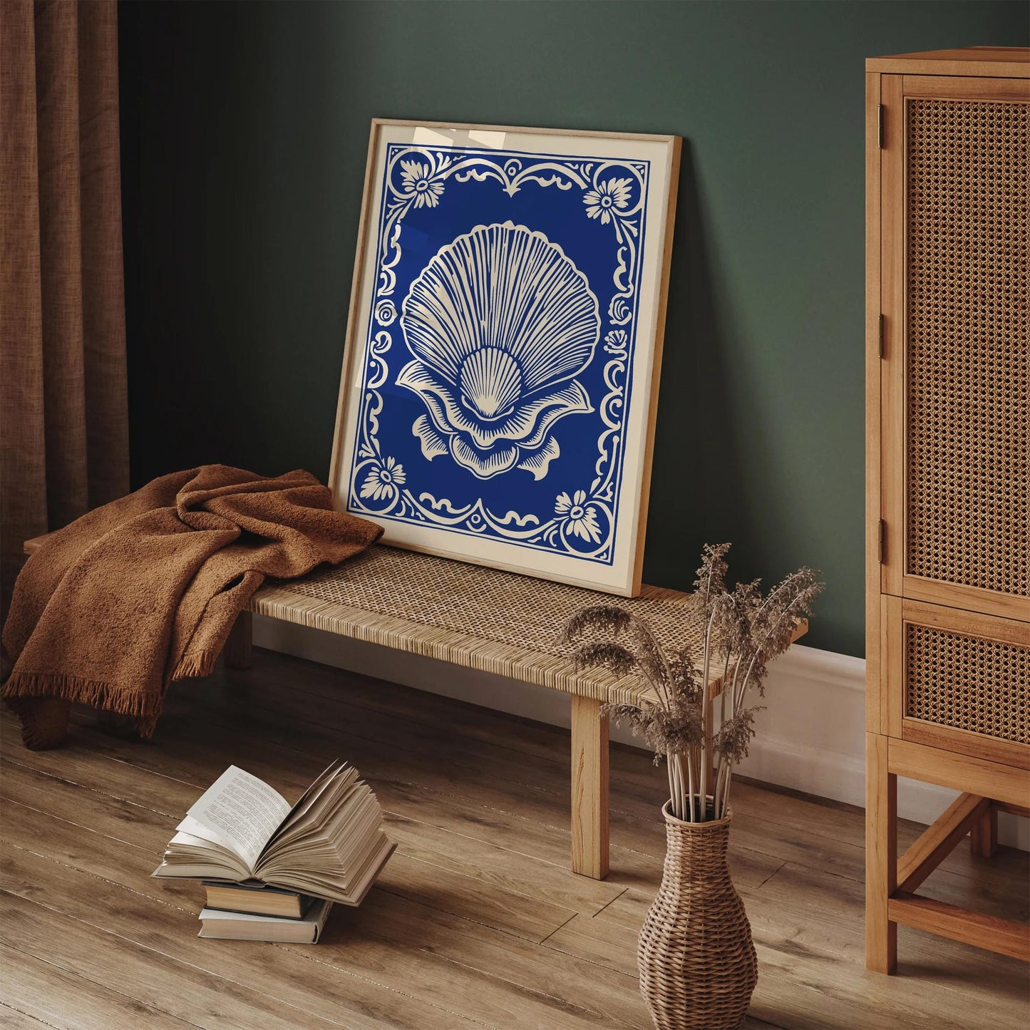 Blue Seashell Rococo Art Print