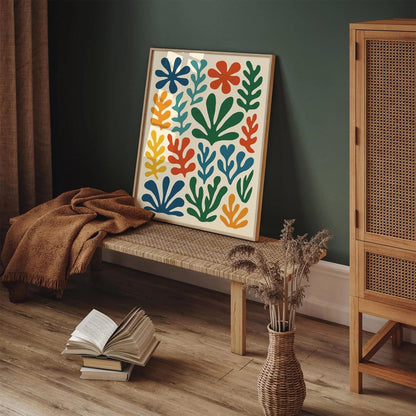 Retro Cut Outs Colorful Leaves Print