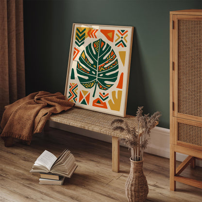 Afrohemian Monstera Leaf Art Poster