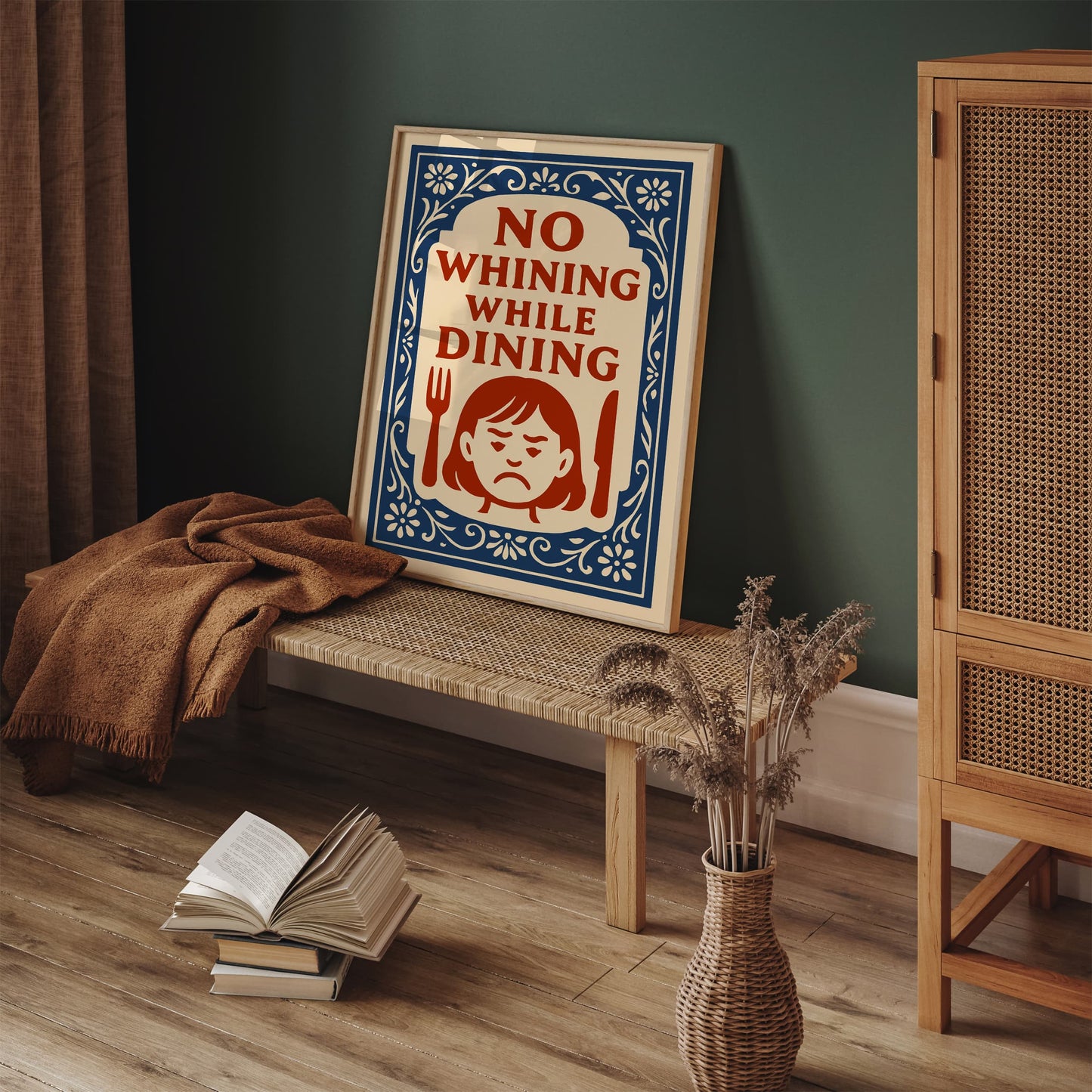 No Whining While Dining Poster - Kitchen Wall Decor
