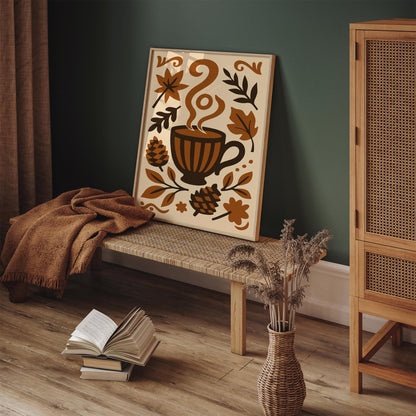 Autumn Hot Chocolate Poster, Farmhouse Kitchen Wall Art Decor