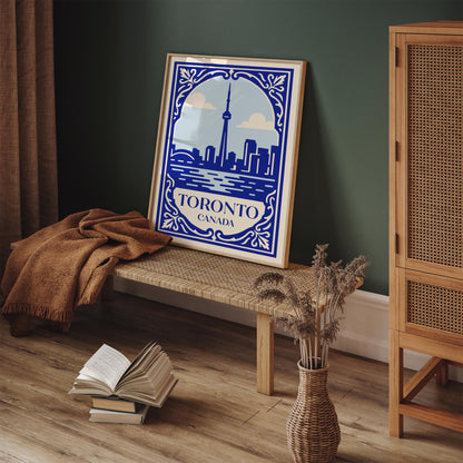Toronto Canada Poster - Blue Canadian Cityscape Print
