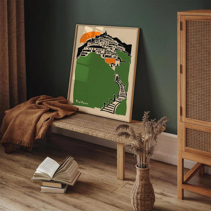 Positano Cityscape Green Art Print