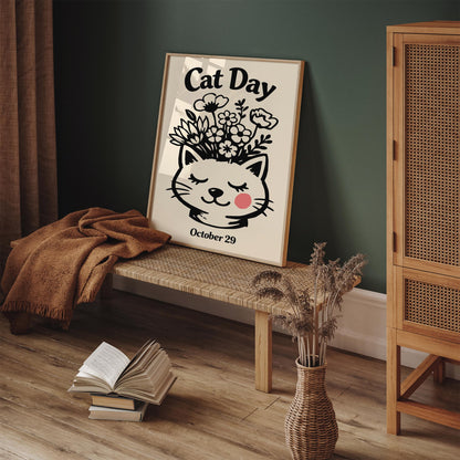 National Cat Day October 29 Art Poster