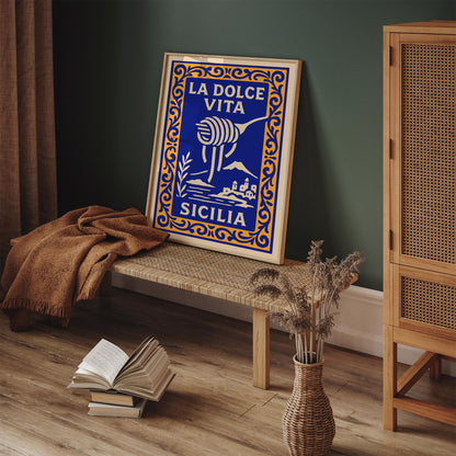 La Dolce Vita Sicilia Poster - Spaghetti Wall Art Print