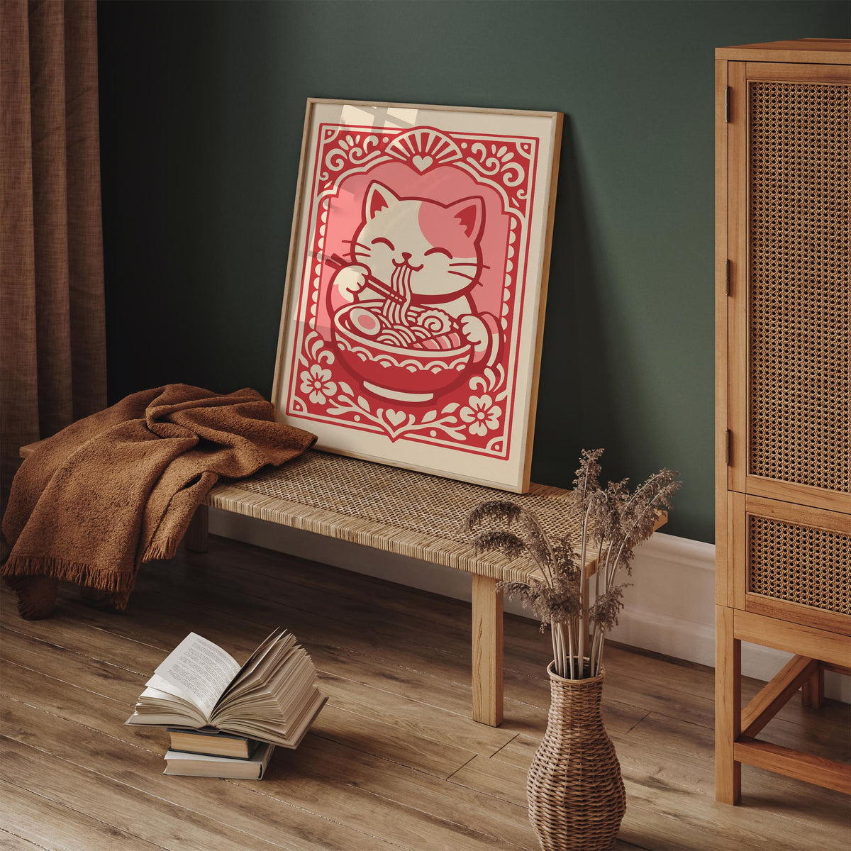 Funny Ramen Cat Poster – Asian Food Wall Art