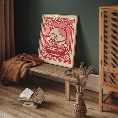 Funny Ramen Cat Poster – Asian Food Wall Art