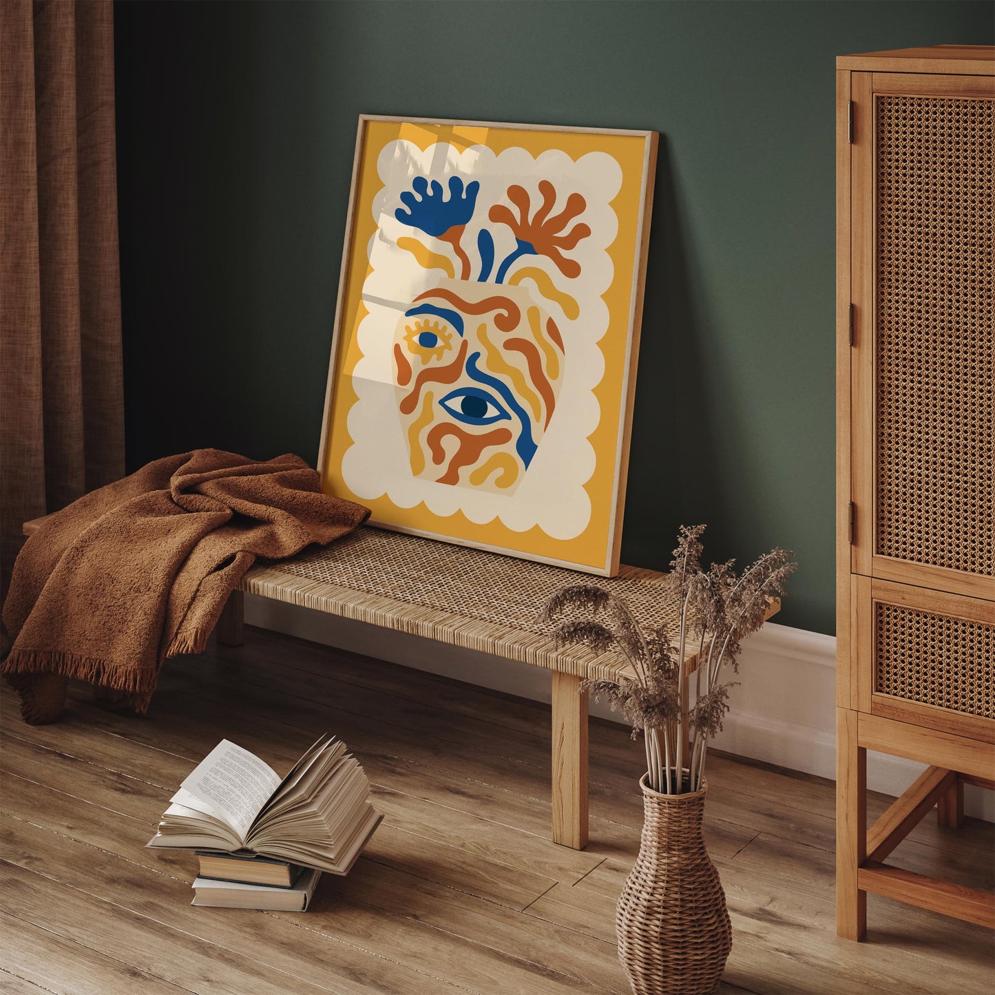Surreal Eye Vase Poster - Boho Abstract Face Wall Art