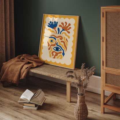 Surreal Eye Vase Poster - Boho Abstract Face Wall Art