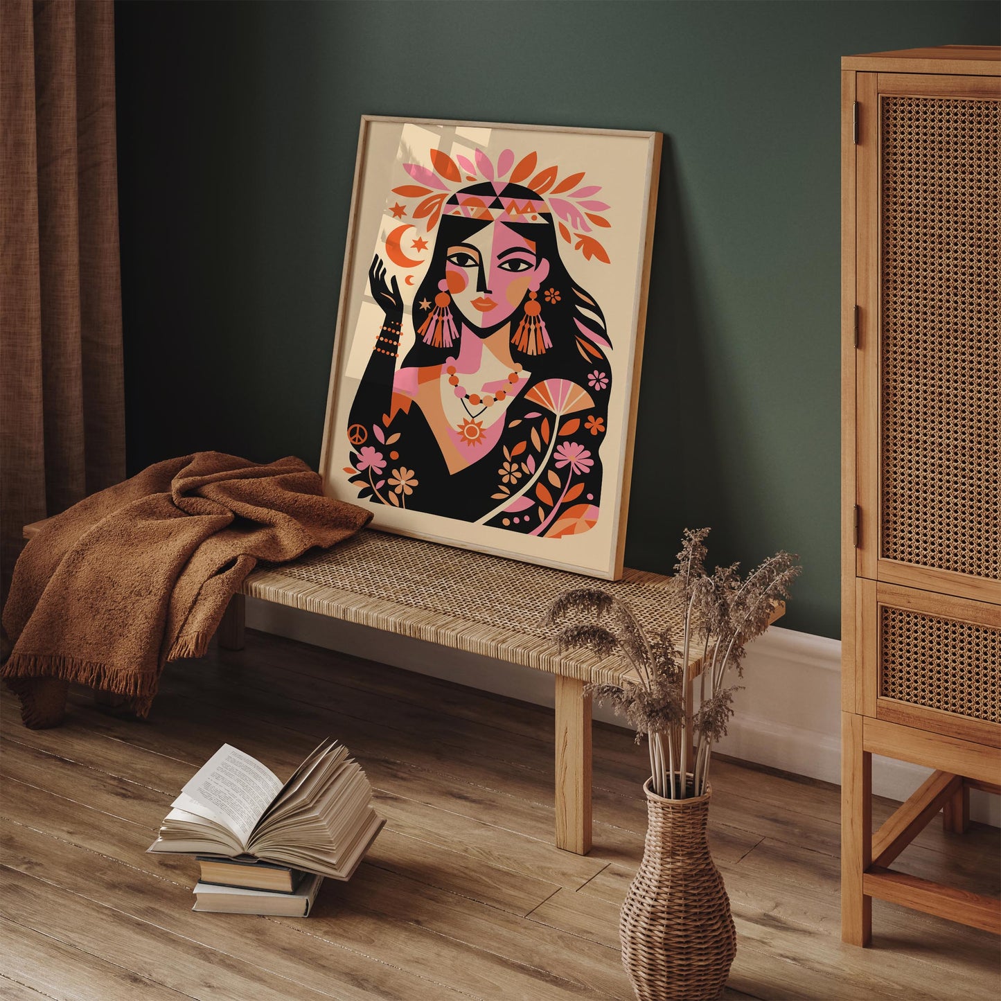 Boho Chic Indian Woman Wall Art Print
