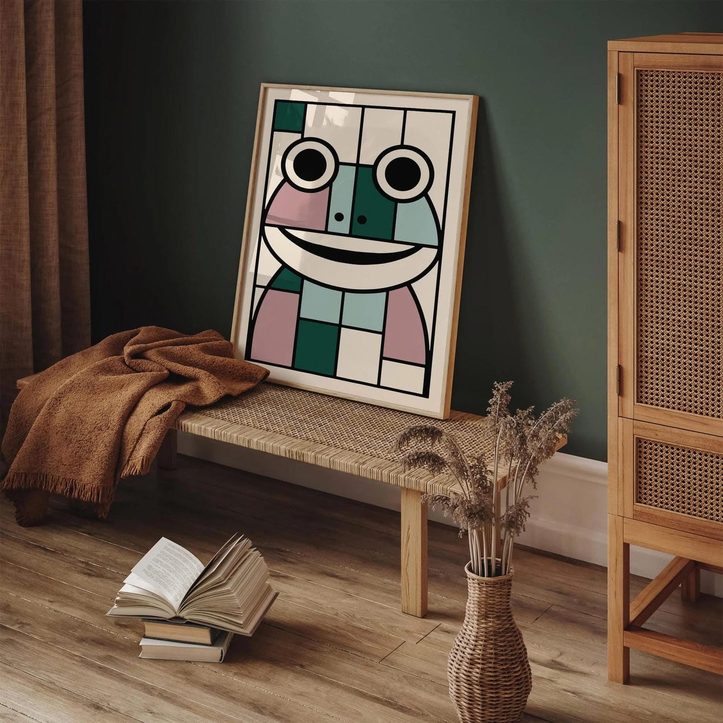 Cute Frog in Bauhaus Style Art Print