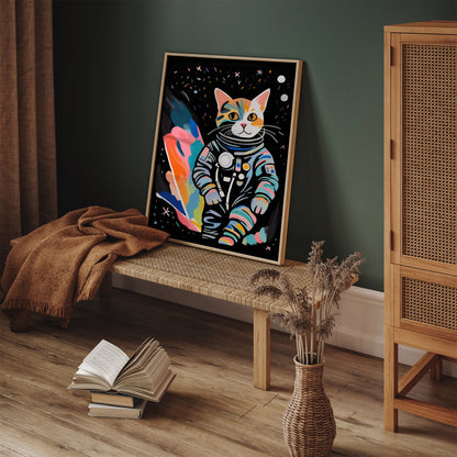 Colorful Cat Explorer Kids Room Poster