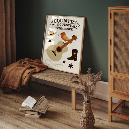Country Music Festival Poster - Tennessee Art Print