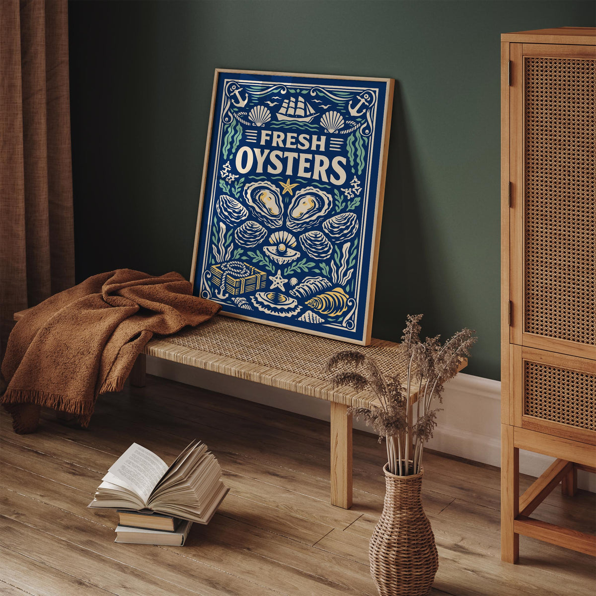 Fresh Oysters Nautical Poster