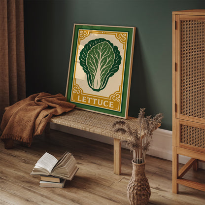 Lettuce Veggie Poster - Rococo Style Kitchen Art Print