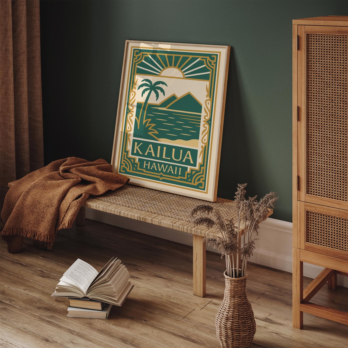 Kailua Hawaii Poster - Art Deco Travel Wall Art