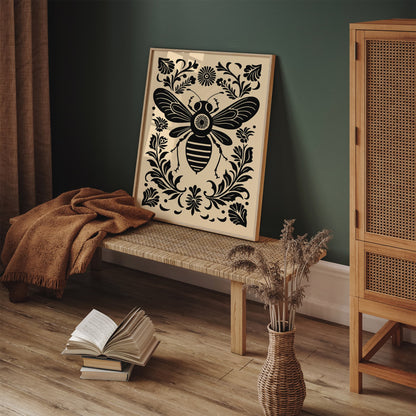 Rustic Folk Black Housefly Poster