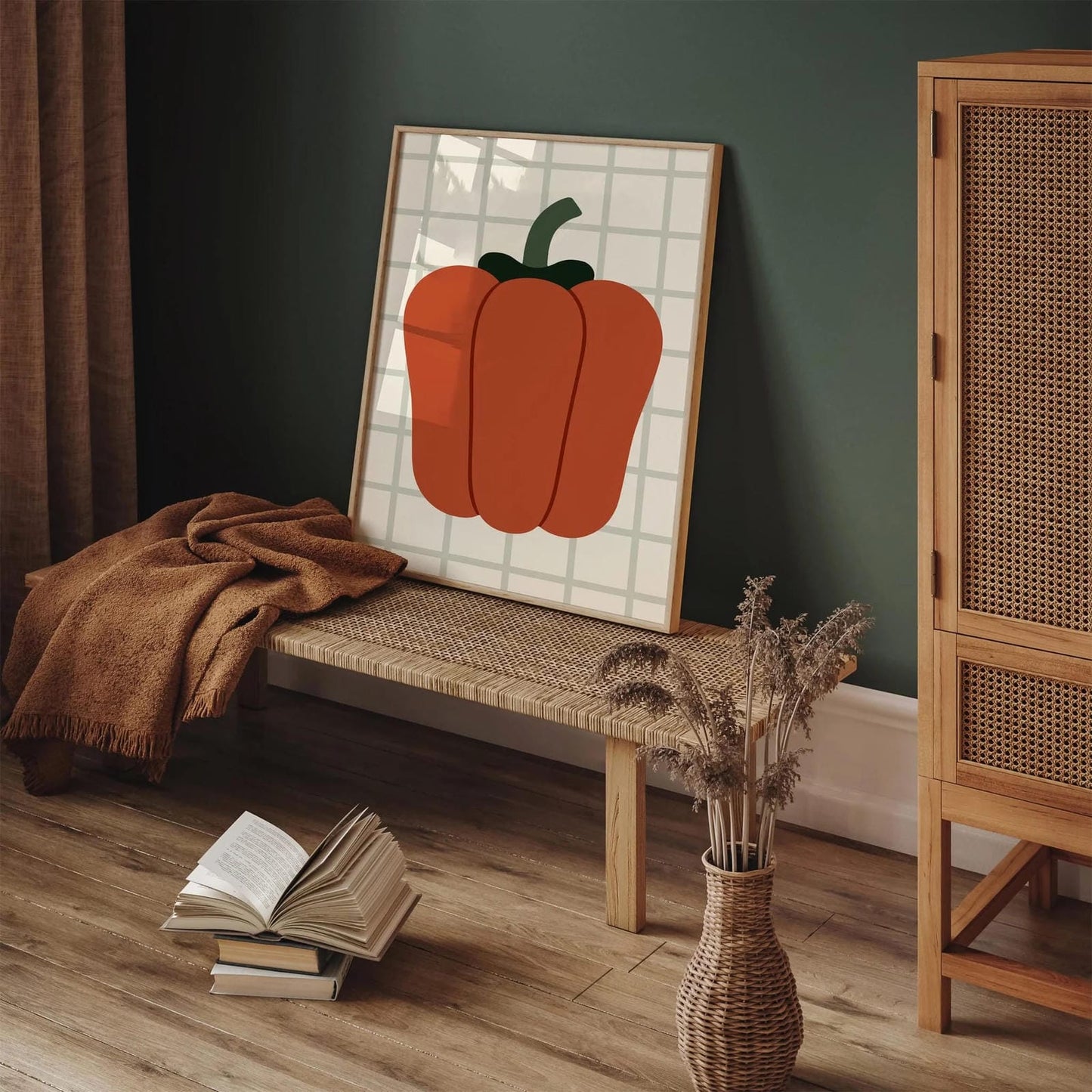 Red Bell Pepper Poster - Scandinavian Kitchen Art Print
