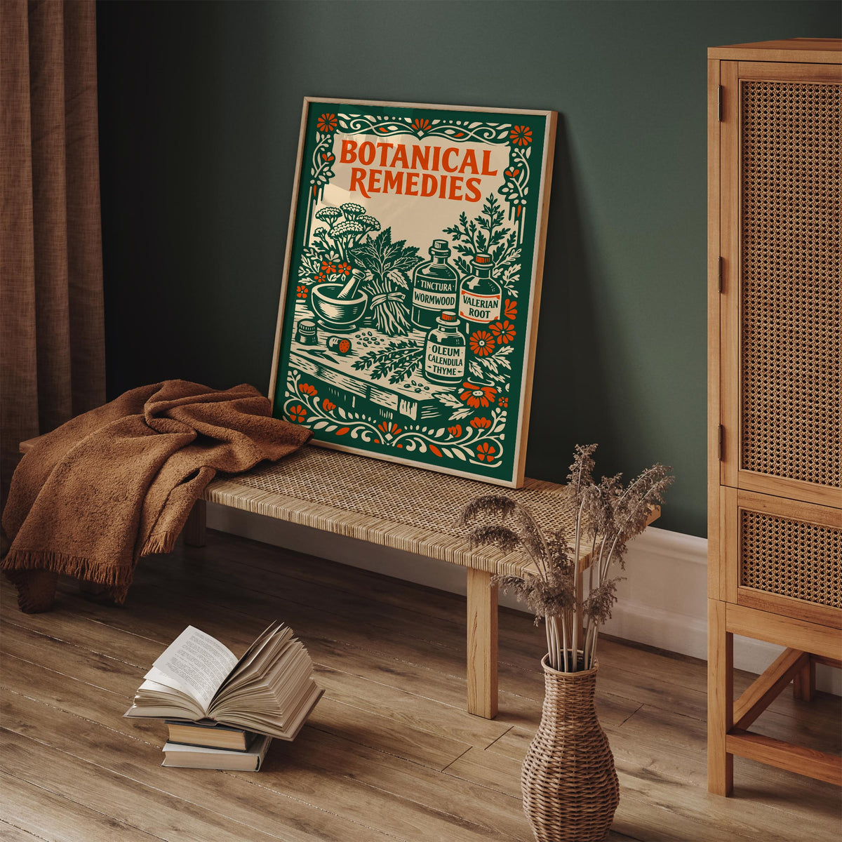 Vintage Herbal Remedies Botanical Art Poster