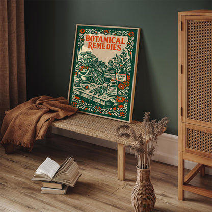 Vintage Herbal Remedies Botanical Art Poster