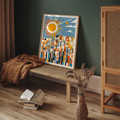 Mid-Century Modern Sun Collage Poster