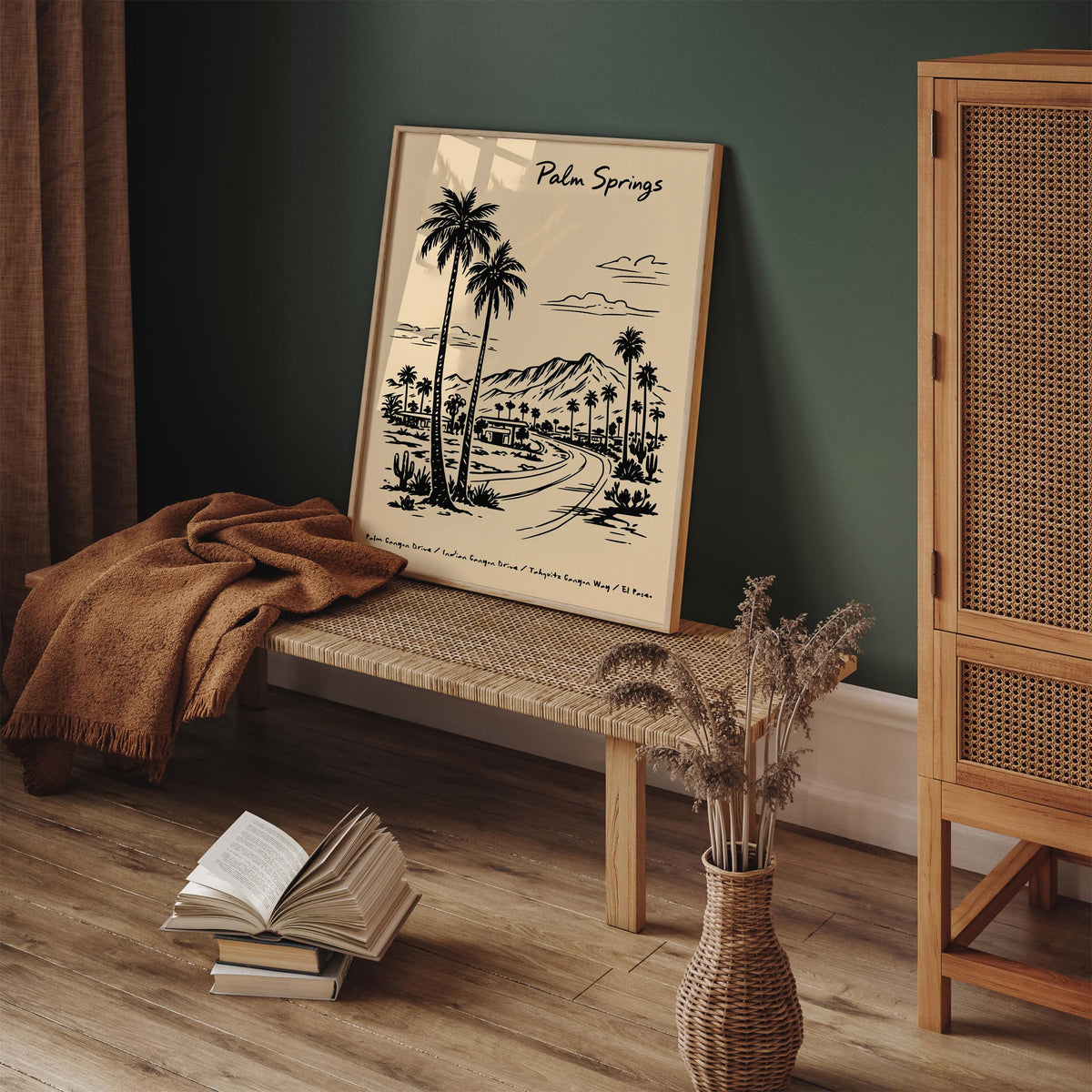 Palm Springs California Cityscape Travel Poster