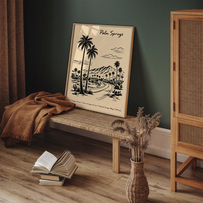 Palm Springs California Cityscape Travel Poster