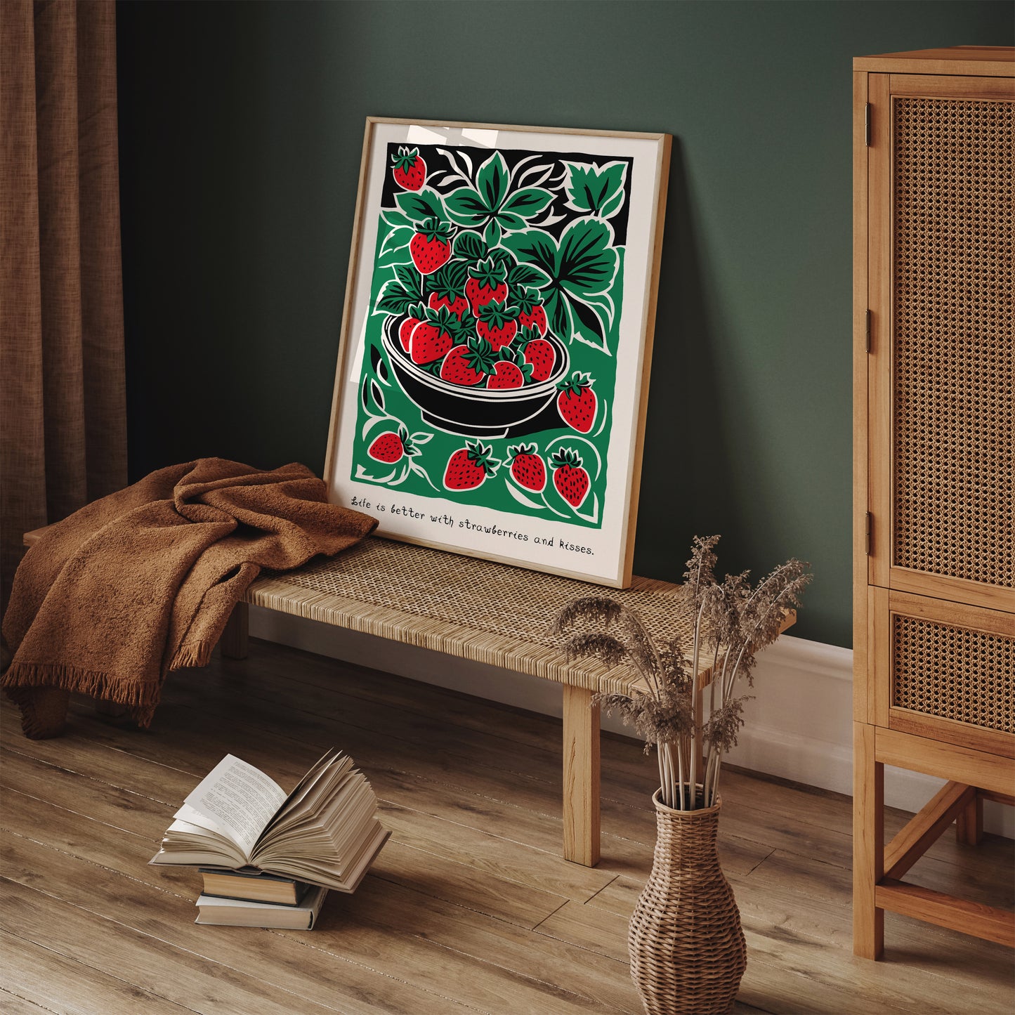 Strawberry Poster - Kitchen Retro Art