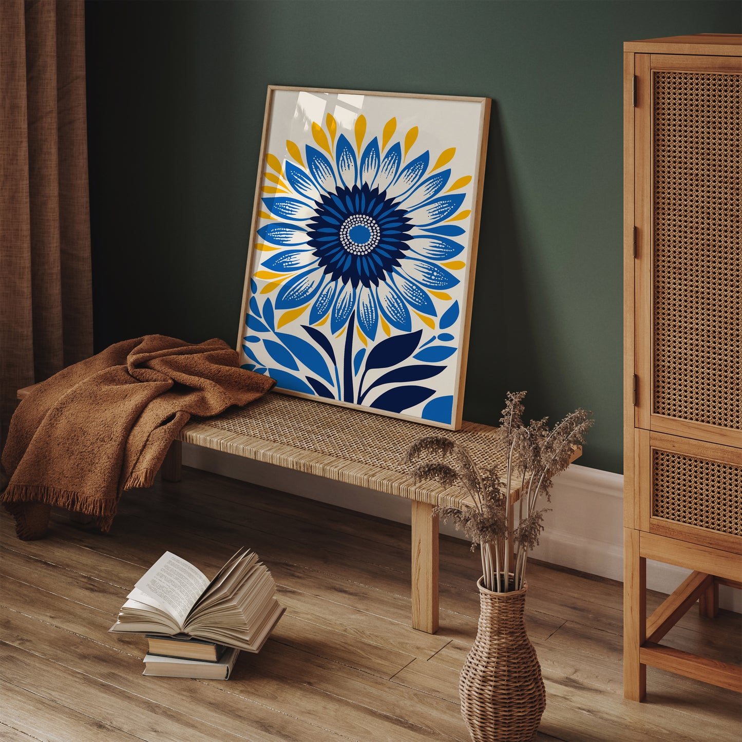 Blue Sunflower Cute Art Print