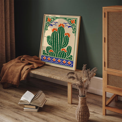 Folk Cacti Plant Wall Art Print