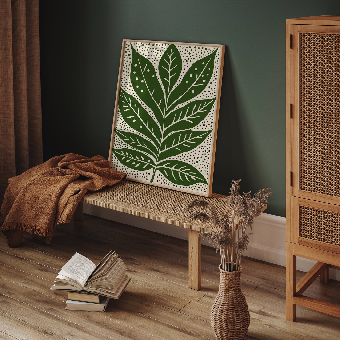 Rustic Green Leaf Vintage Art Print