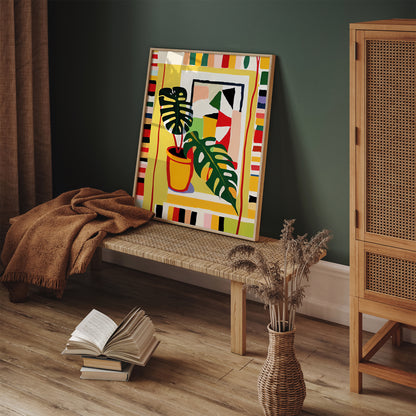 Mid-Century Modern Monstera Wall Art