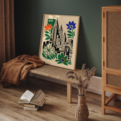 New York City Retro Travel Poster – Vintage Wall Art Print