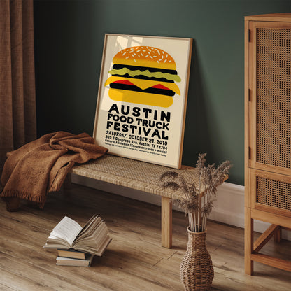 Austin Texas Food Truck Festival Cheeseburger Poster