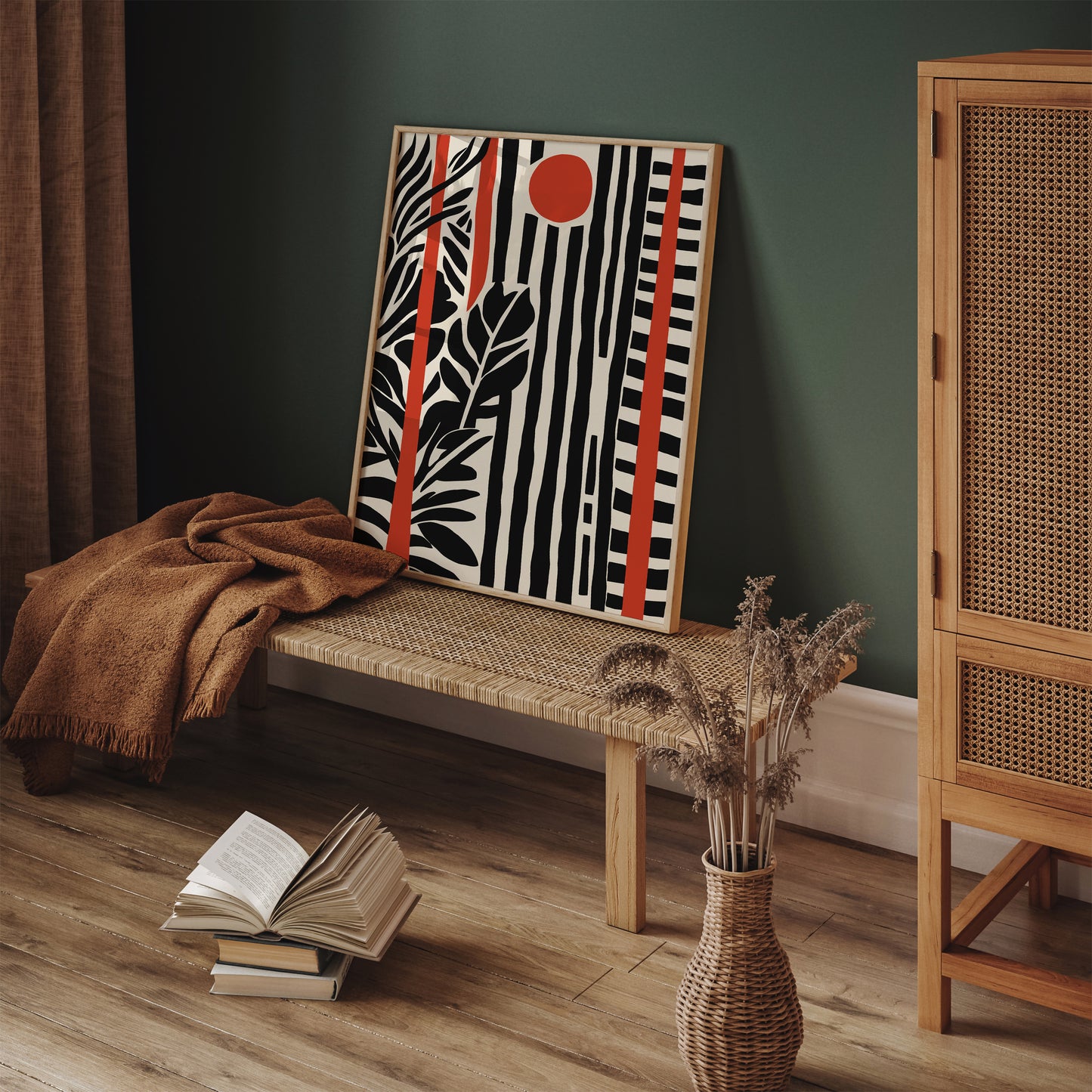 Mid Century Black Striped Art Print