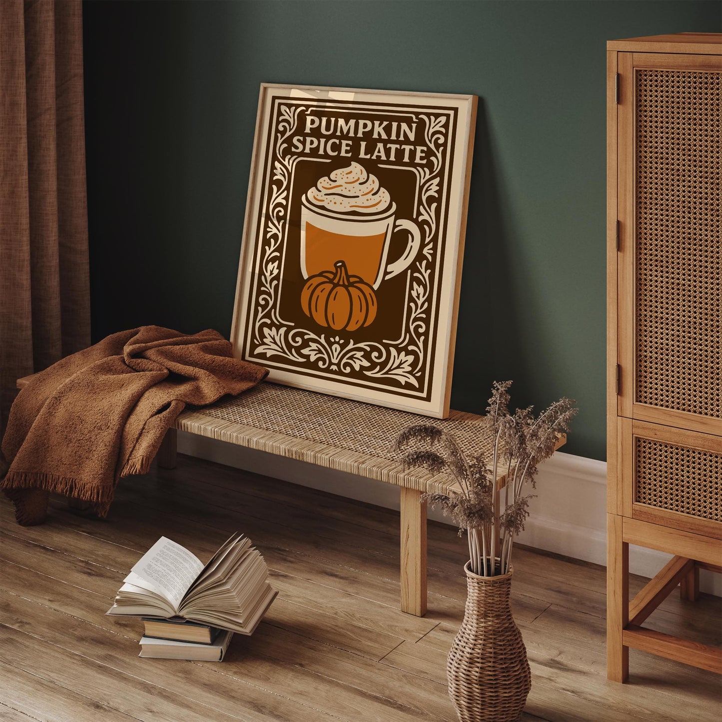 Pumpkin Spice Latte Poster - Brown Kitchen Wall Art Decor