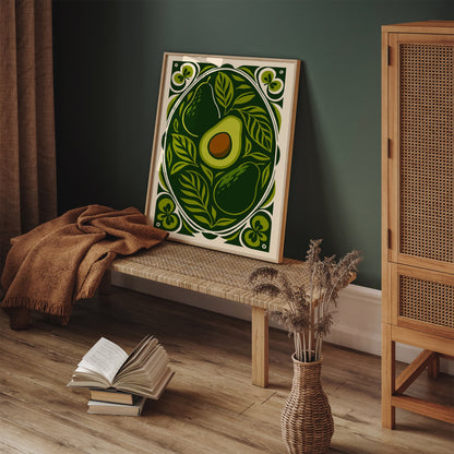 Green Rococo Avocado Poster