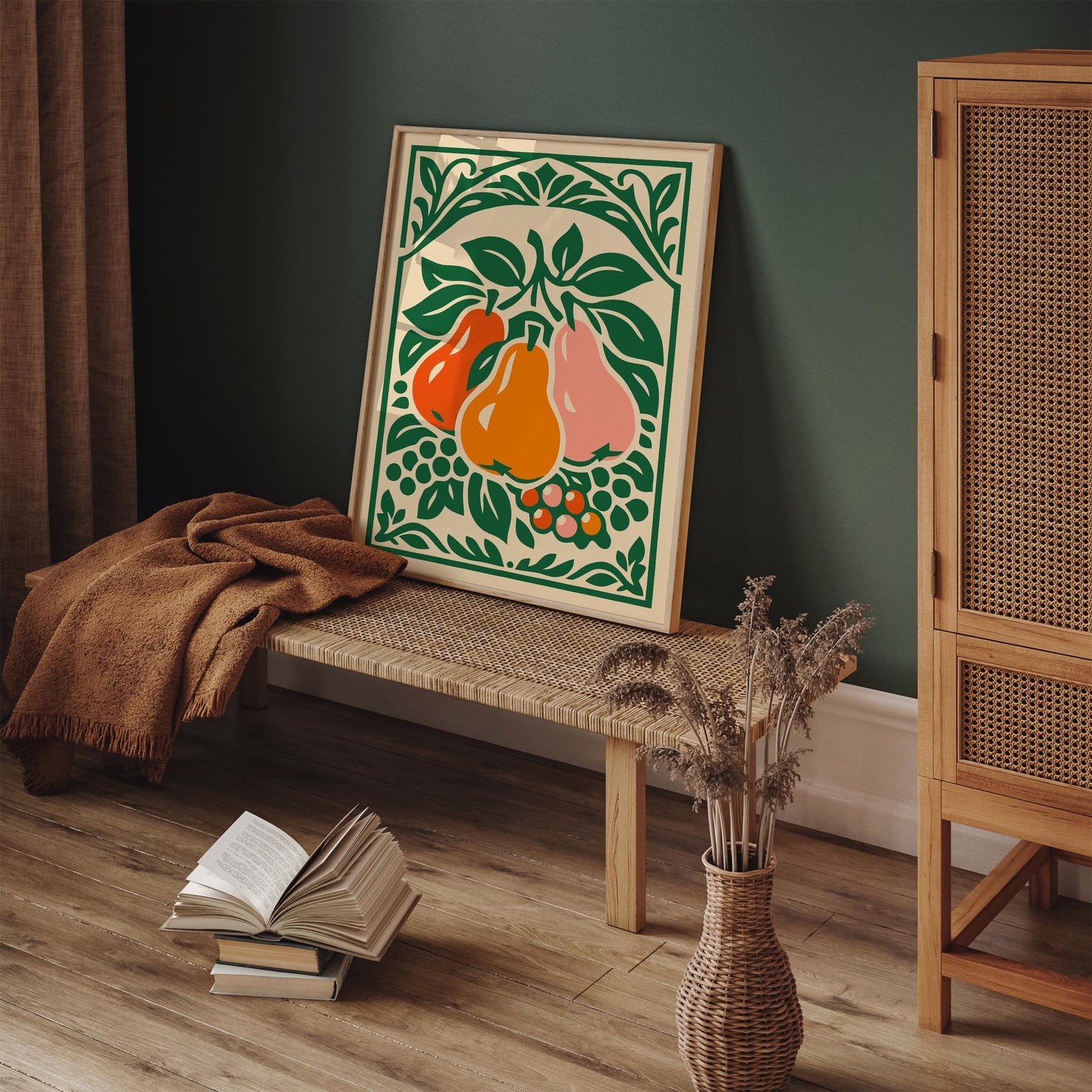 Retro Pear Poster – Colorful Fruit Wall Art