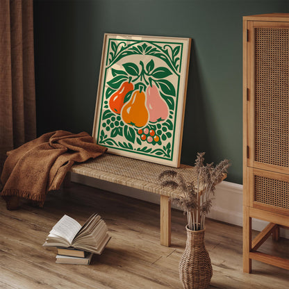 Retro Pear Poster – Colorful Fruit Wall Art